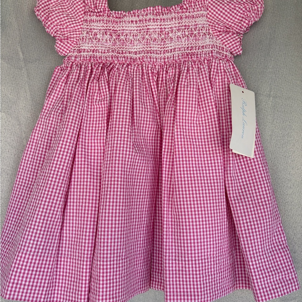 Ralph Lauren Pink Gingham Smocked Dress